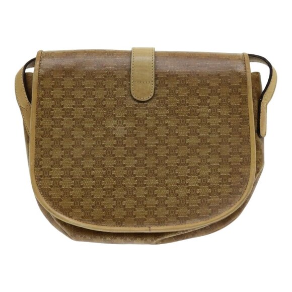 CELINE Macadam Canvas Shoulder Bag PVC Leather Beige Auth - Picture 3 of 16